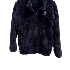 XL Shreddy Lyfe Sherpa Plush Quarter Zip Pullover Shaka Skeleton Pockets Womens